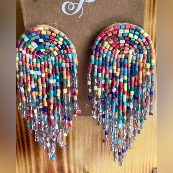 Plunder Jewelry - Plunder Red and Pink Statement Earrings with Fringe